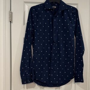 Express Dark Blue Shirt with White Pattern
